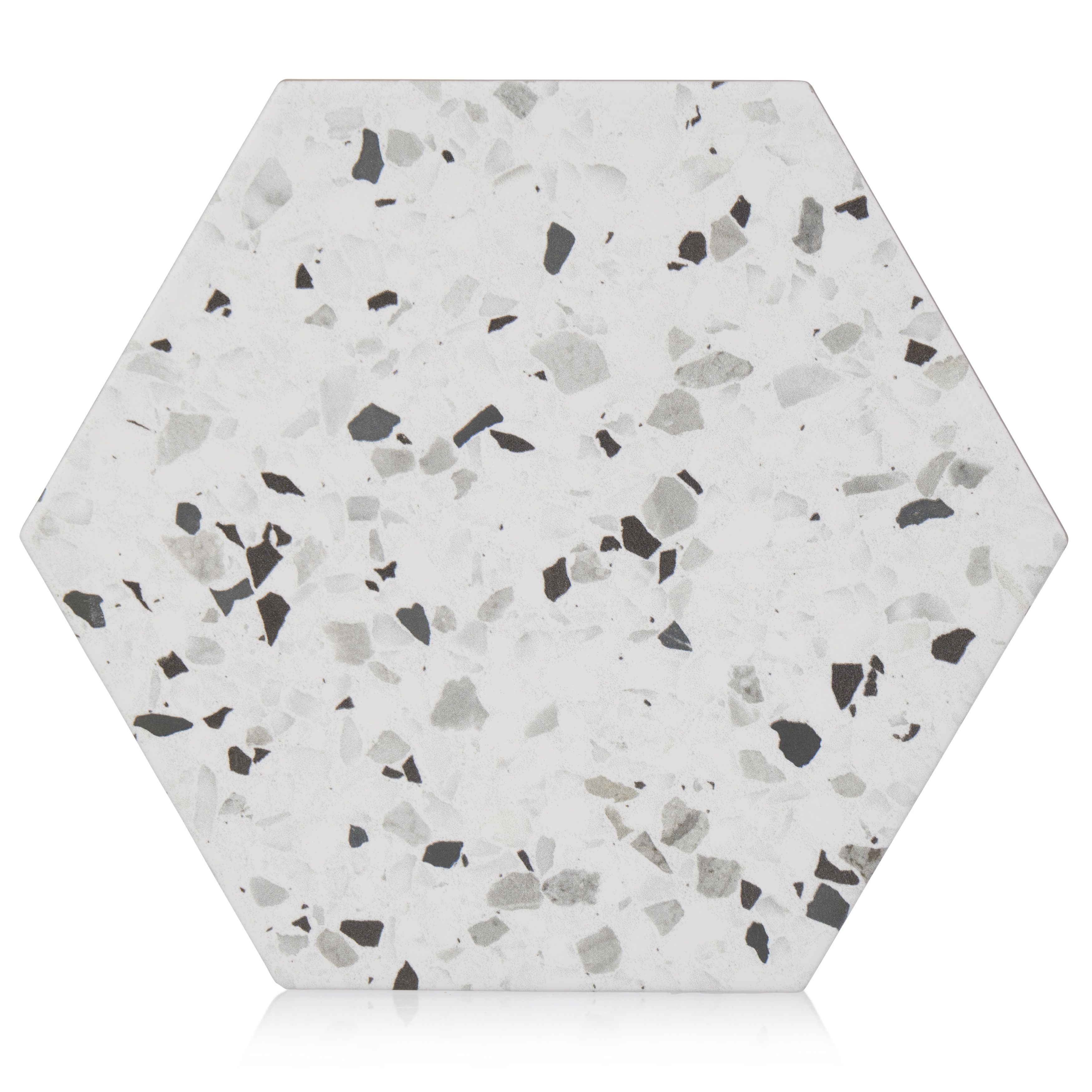 8x10 Hexagon Spark Black porcelain tile - Industry Tile